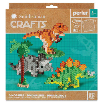 Perler Smithsonian Crafts Fused Bead Kit - Dinosaur, front of the packaging
