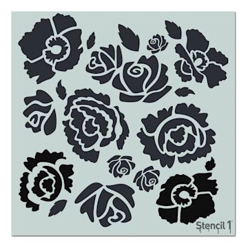 Open in modal - Stencil1 Stencil - Bouquet, Repeat Pattern, 11" x 11"
