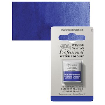 Open in modal - Winsor & Newton Professional Watercolor - French Ultramarine, Half Pan and swatch