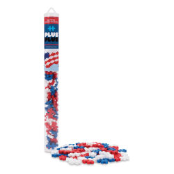 Plus-Plus Blocks - Set of 70, Patriotic (tube packaging with puzzle pieces)  