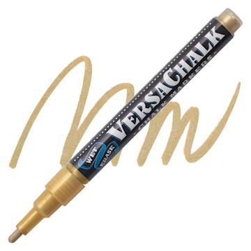 Open in modal - VersaChalk Wet Erase Liquid Chalk Marker - Metallic Gold, 3 mm, swatch and marker