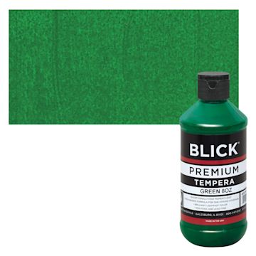Open in modal - Blick Premium Grade Tempera - Green, 8 oz bottle and swatch
