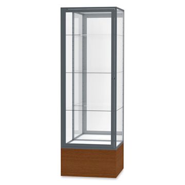 Open in modal - Waddell Keepsake Series Display Case - 24" x 72" x 24", Carmel Oak/Satin, Mirror Back