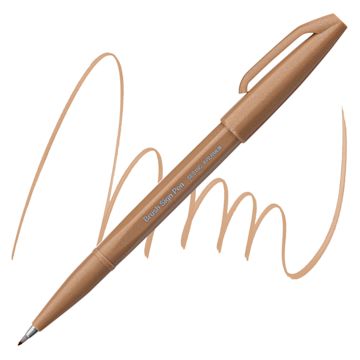 Open in modal - Pentel Arts Brush Tip Sign Pen - Pale Brown pen and swatch