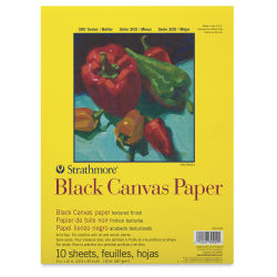 
Strathmore 300 Series - Canvas Paper Pad, 10 Sheets-Black 9" x 12"  Front of Pad