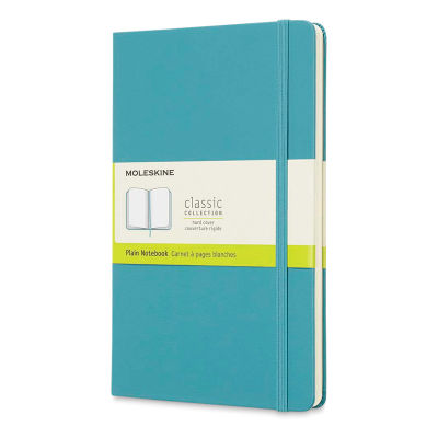 Moleskine Classic Hardcover Notebook - Reef Blue, Blank, 8-1/4" x 5"