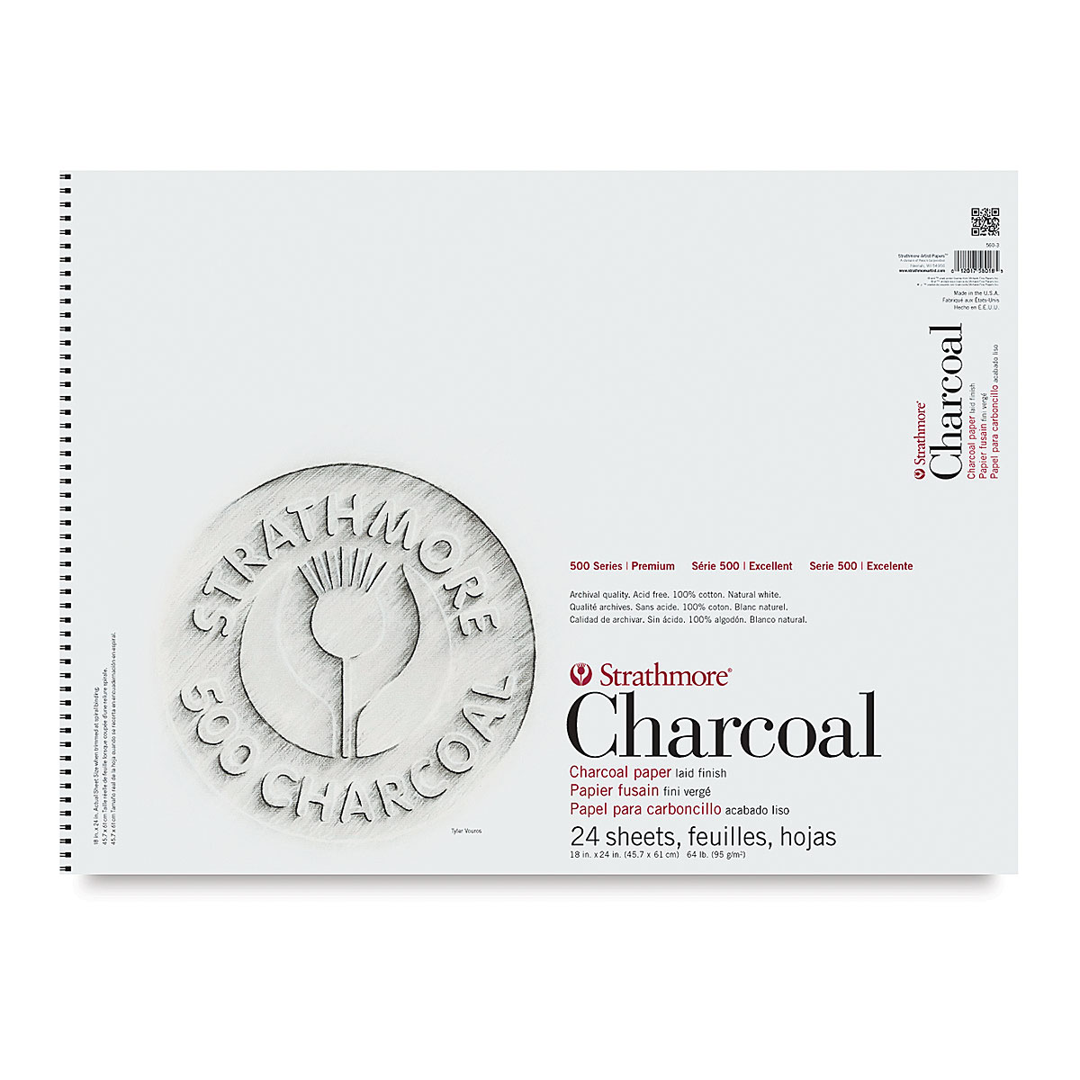 Strathmore 500 Series Charcoal Pad - 18 x 24, Assorted Tints, 24 Sheets