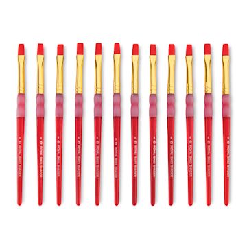 Open in modal - Big Kid's Choice Lil' Grippers Synthetic Brushes - Flat, Size 8, Pkg of 12, fanne out