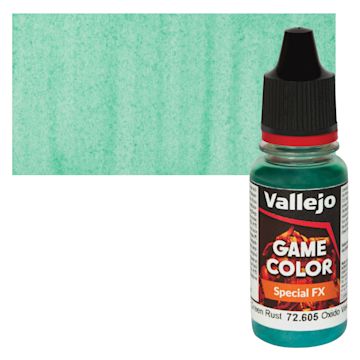 Open in modal - Vallejo Game Color Special FX Acrylic Paint - Green Rust - Bottle and Swatch
