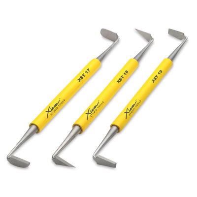 Xiem Double Ended Trimming Tool Set - Angled view of 3 tools with Yellow handles