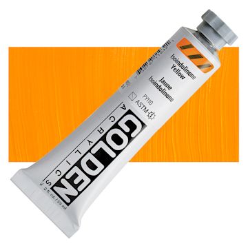 Open in modal - Golden Heavy Body Acrylic Paint - Isoindolinone Yellow, 59 ml Tube and swatch