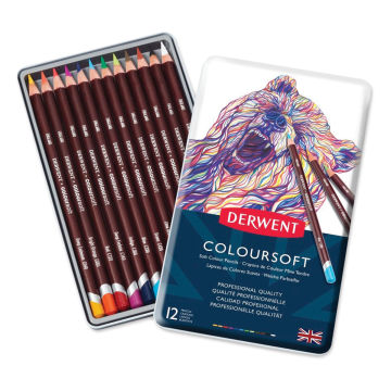 Derwent Coloursoft Pencil Set - Assorted Colors, Tin Box, Set of 12