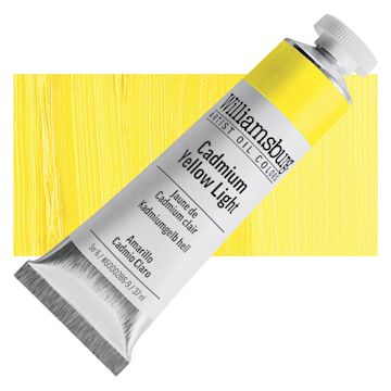 Open in modal - Williamsburg Handmade Oil Paint - Cadmium Yellow Light, 37 ml tube and swatch