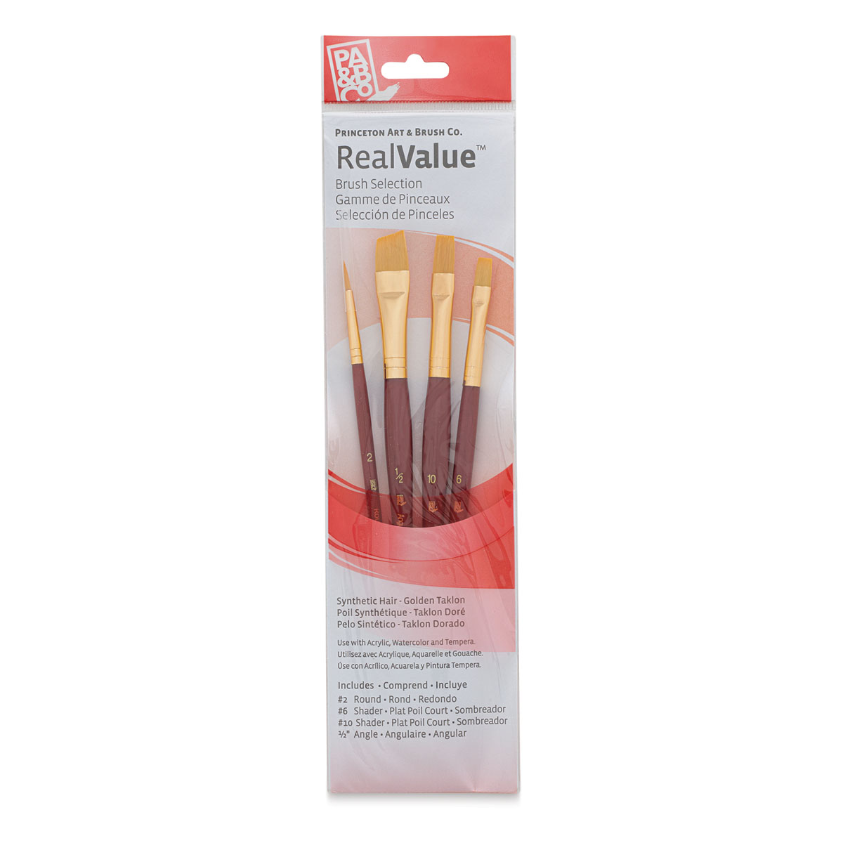 Princeton Art & Brush Princeton Real Value, Series 9100, Paint Brush Sets  for Acrylic, Oil & Watercolor Painting, Syn-White Taklon (Rnd 1, 4, Shader