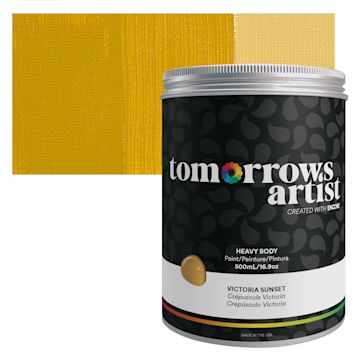Open in modal - Tomorrow's Artist Eco-Friendly Heavy Body Acrylic Paint - Victoria Sunset, 500 ml jar and swatch