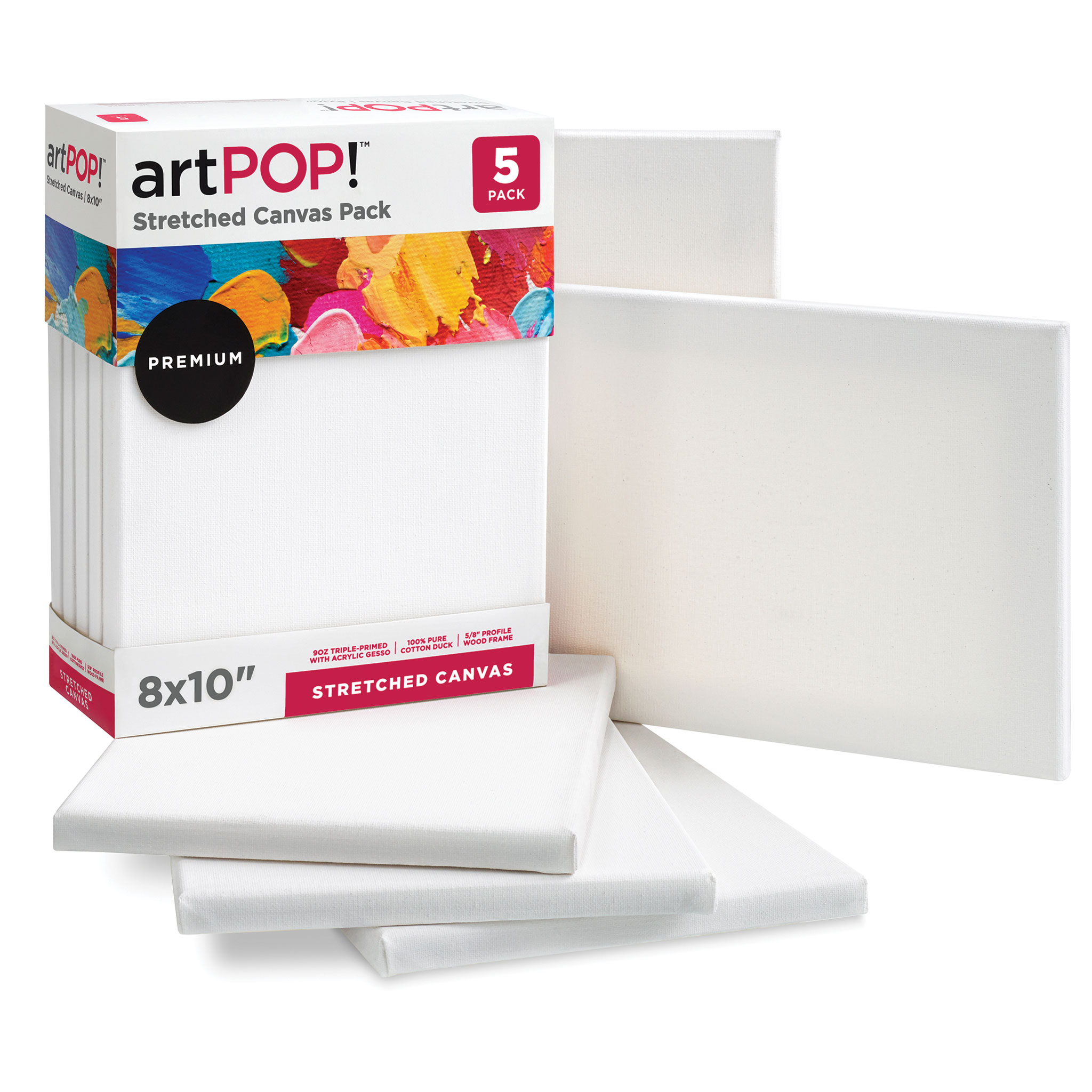 artPOP! Stretched Canvas Pack - 8 inch x 10 inch, Pkg of 5