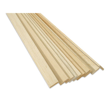 Bud Nosen Balsa Wood Sticks - 3/16" x 1" x 36", Pkg of 10 (view of the ends)