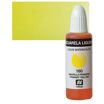 Open in modal - Vallejo Liquid Watercolor - Primary Yellow, 32 ml and swatch