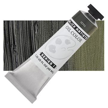 Open in modal - Blick Artists' Oil Paint - Sepia, 40 ml tube and swatch