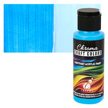 Open in modal - Chroma Craft Colors Acrylic Paint - Neon Blue Light Special, swatch and bottle
