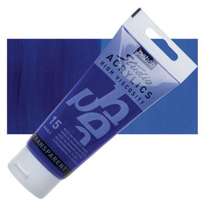 Pebeo High Viscosity Acrylics - Dark Ultramarine Blue, 100 ml, Swatch with Tube
