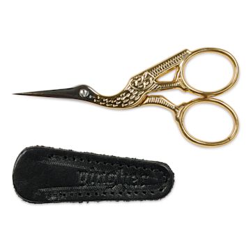 Open in modal - Gingher Stork Embroidery Scissors - Gold, 3-1/2"