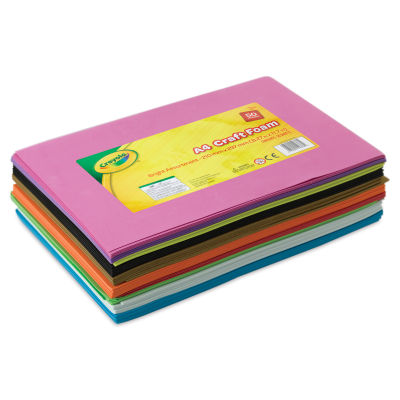 Crayola Craft Foam Sheets, Pkg of 50 (front of packaging, angled view)