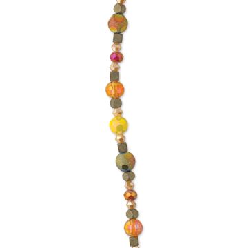Open in modal - John Bead DIY Designer Glass Bead Strand - Glass and Hematite, Orange and Yellow close-up