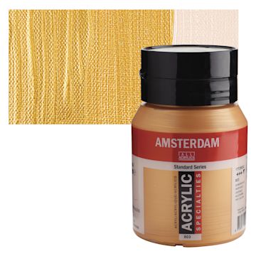 Open in modal - Amsterdam Standard Series Acrylic - Metallic Deep Gold, 500 ml bottle and swatch