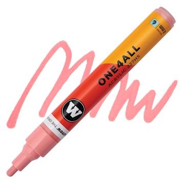 Open in modal - Molotow One4All Acrylic Marker - 4 mm Tip, Coral, Bullet Tip, swatch and marker