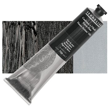 Open in modal - Sennelier Artists' Extra Fine Oil Paint - Mars Black, 200 ml tube and swatch