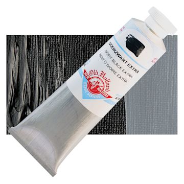 Open in modal - Old Holland New Masters Classic Acrylic Paint - Ivory Black Extra, 60 ml tube and swatch
