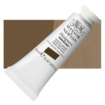 Open in modal - Winsor & Newton Designers Gouache - Vandyke Brown, 14 ml tube and swatch