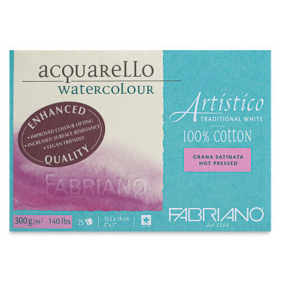 Fabriano Artistico Enhanced Watercolor Block - Traditional White, Hot Press, 5" x 7"