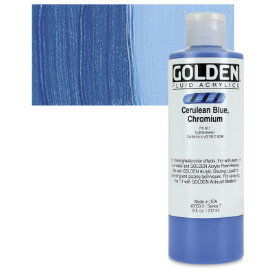 Golden Fluid Acrylics - Cerulean Blue Chromium, 8 oz bottle