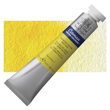 Open in modal - Winsor & Newton Cotman Watercolor - Cadmium Yellow Pale Hue, 21 ml tube and swatch