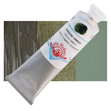 Open in modal - Old Holland New Masters Classic Acrylic Paint - Green Umber, 60 ml tube and swatch