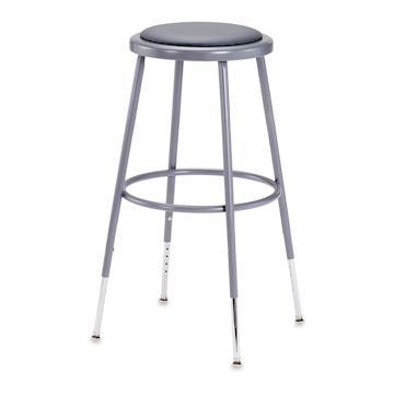 Open in modal - National Public Seating Corp. Adjustable Padded Stool - 25" - 33" Tall, Grey