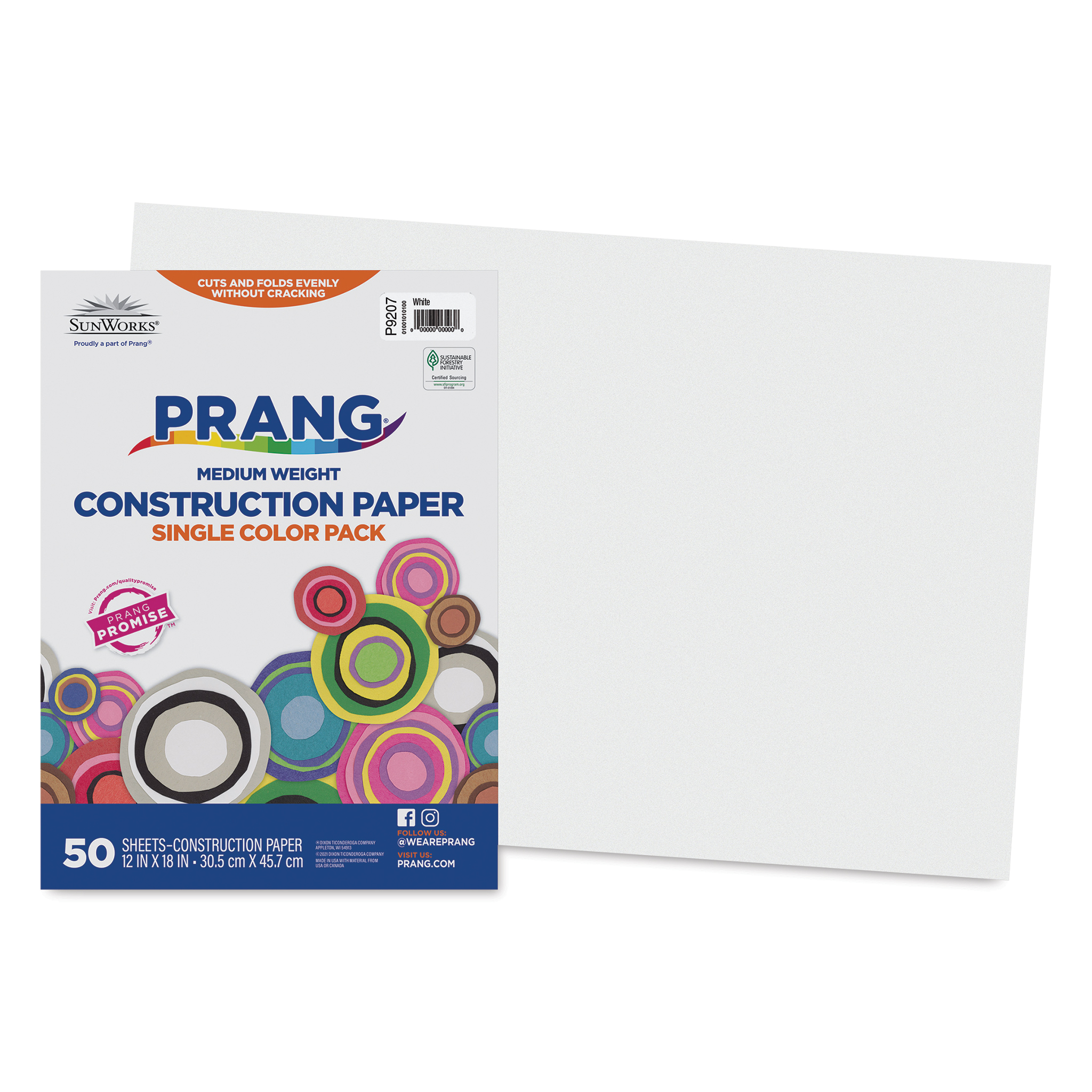 Pacon SunWorks Construction Paper - White, 12 inch x 18 inch, Pkg of 50 Sheets