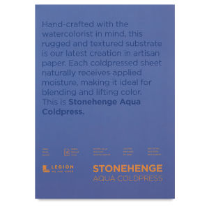 Legion Stonehenge Aqua Watercolor Blocks - Front Cover of 10" x 14" Coldpress Pad