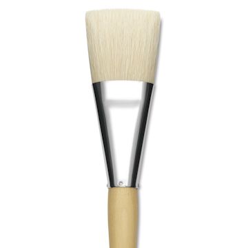 Open in modal - Silver Brush Silver Jumbo White Hog Bristle Brush - Chisel, Extra Long Handle, Size 2", close-up