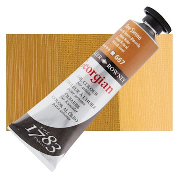 Open in modal - Daler-Rowney Georgian Oil Color - Raw Sienna, 38 ml tube and swatch