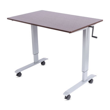 Luxor High Speed Crank Adjustable Stand Up Desk - Dark Walnut with Silver Frame, 48" W