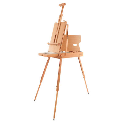 Mabef Sketchbox Easel - Right Angle view of set up easel with mast extended