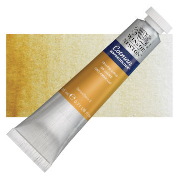 Winsor & Newton Cotman Watercolors - Yellow Gold, 21 ml, Tube with Swatch