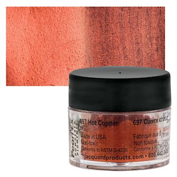 Open in modal - Jacquard Pearl-Ex Pigment - Hot Copper, 0.1 oz, Jar and swatch
