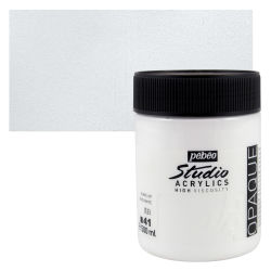 Pebeo High Viscosity Acrylics - Vivid White, 500 ml, Jar with Swatch
