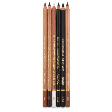 Koh-I-Noor Gioconda Artist's Charcoal Pencils - Set of 6 shown upright
