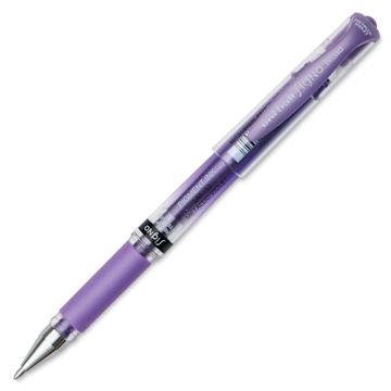 Open in modal - Uni-Ball Signo Impact Rollerball Gel Pen - Metallic Purple, cap off