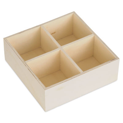 MultiCraft Wood Desk Organizers - Top angled view of 4 compartment Organizer